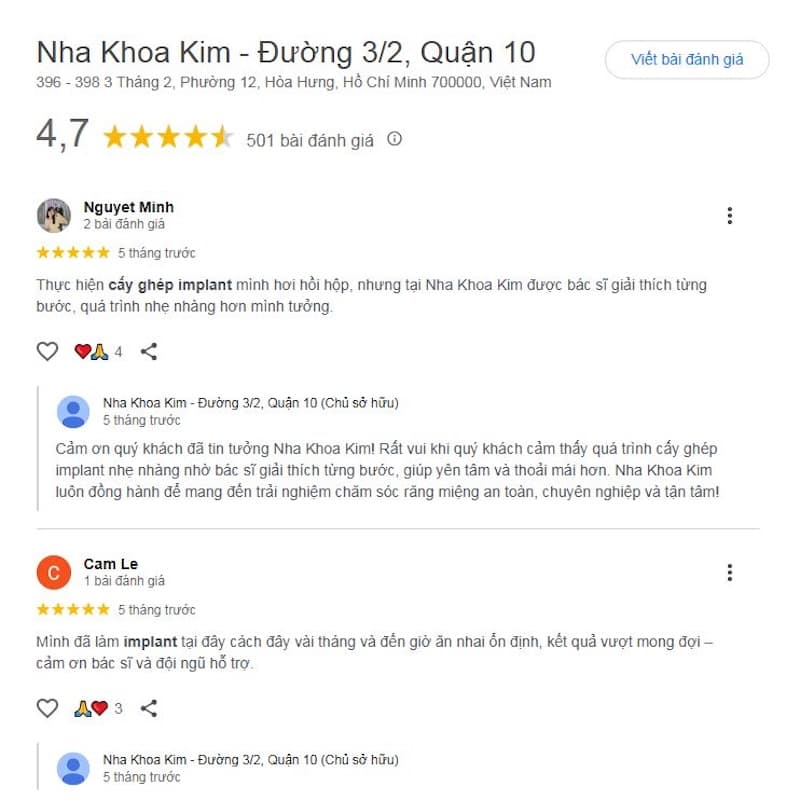 trồng răng implant không đau quận 10